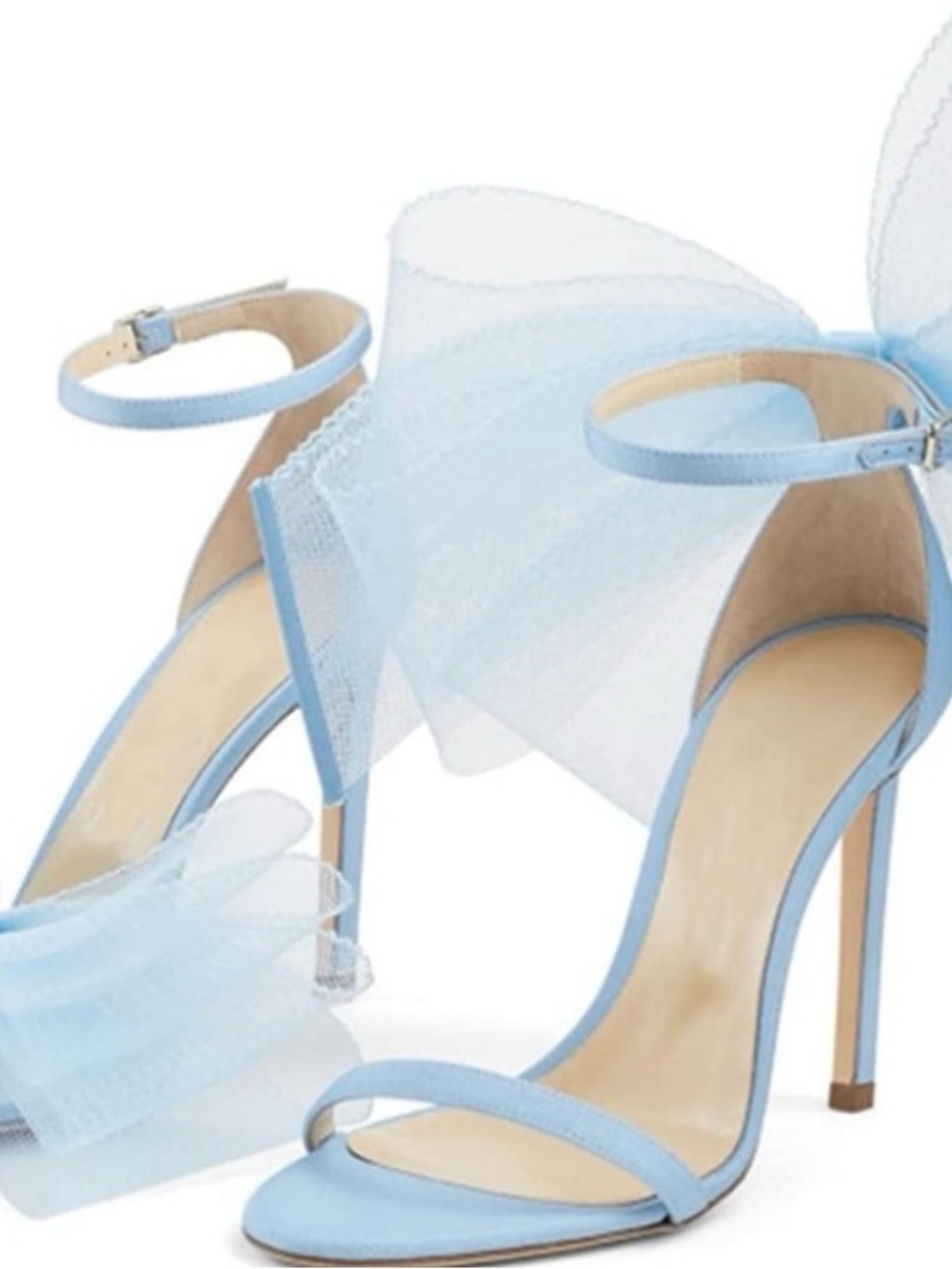 Amazon Light Blue Tulle Ankle-Strap Stiletto Sandals